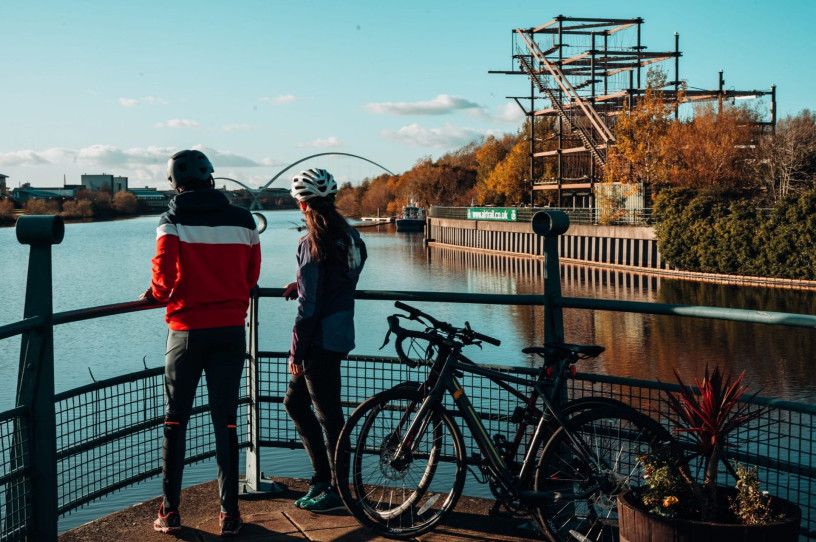 Cycling at Tees Barrage