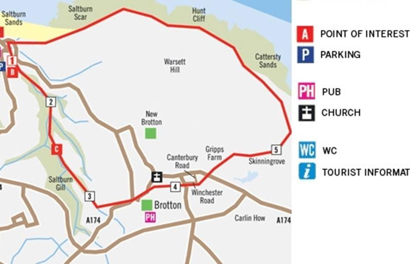 Saltburn Cliffs walking route