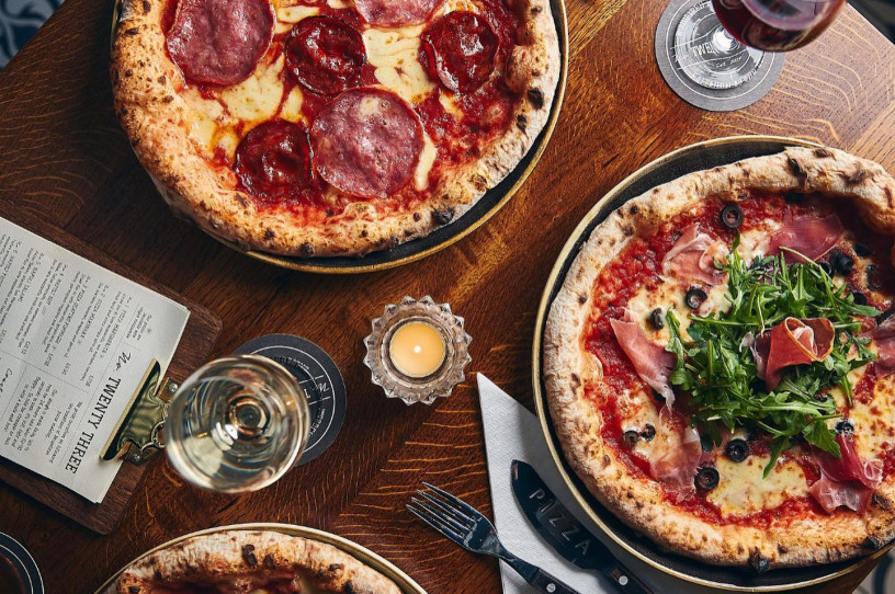 Three pizzas with drinks at No. Twenty Three in Saltburn