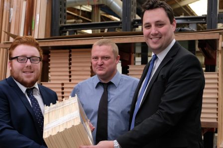 Mayor Houchen visits apprentice James Williams (left), Dave Hennessey (centre) at Bridgeman IBC | Tees Valley Combined Authority