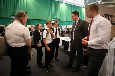 Ben Houchen talking to students at Tees Valley Skills and STEM event | Tees Valley Combined Authority