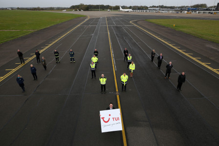 Tees Valley Mayor Ben Houchen with Airport Staff announcing Tui