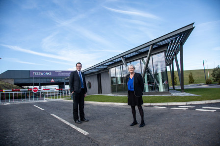 Mayor Houchen and Cllr Mary Lanigan at the new Teesworks Gatehouse